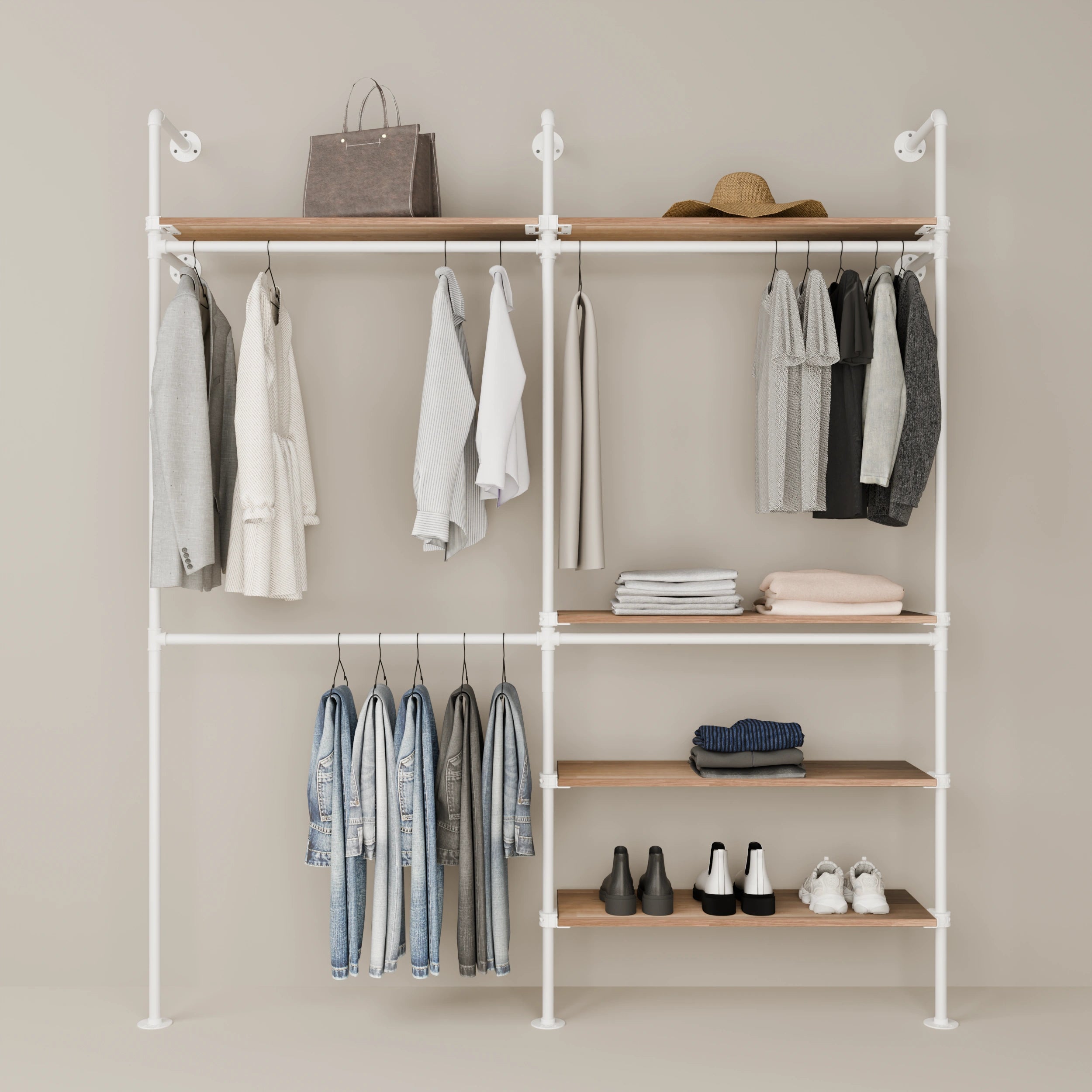 Système de tringle à vêtements PAMO KIM DOUBLE 2 OAK