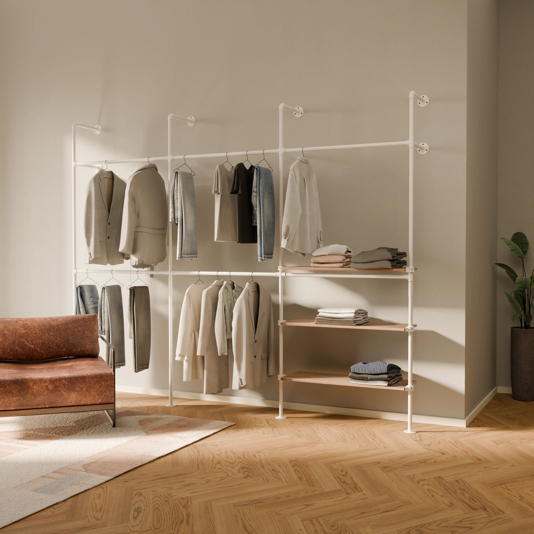 PAMO DESIGN Système de tringles à vêtements KIM DOUBLE 3 OAK