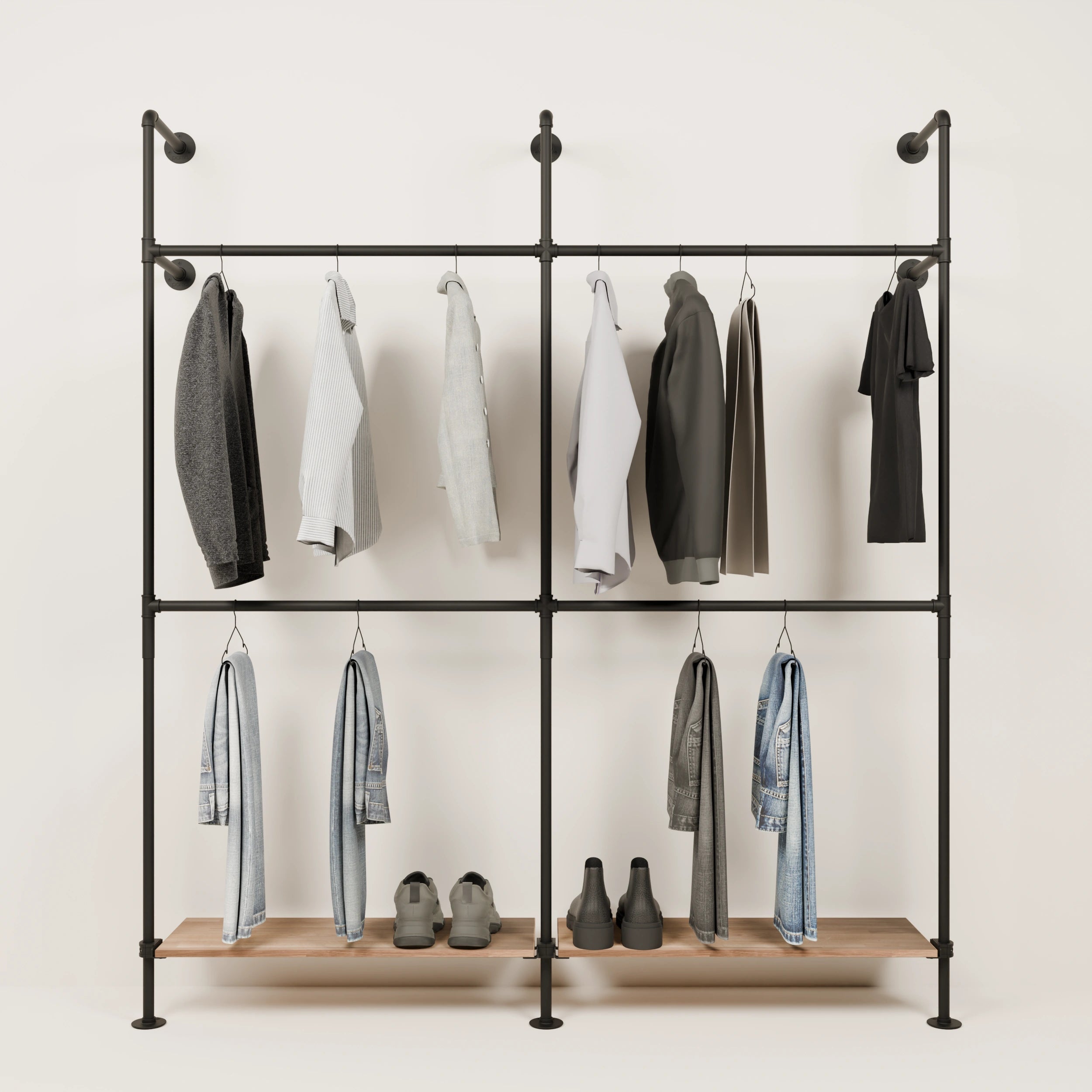 Système de tringle à vêtements PAMO KIM DOUBLE 2 OAK