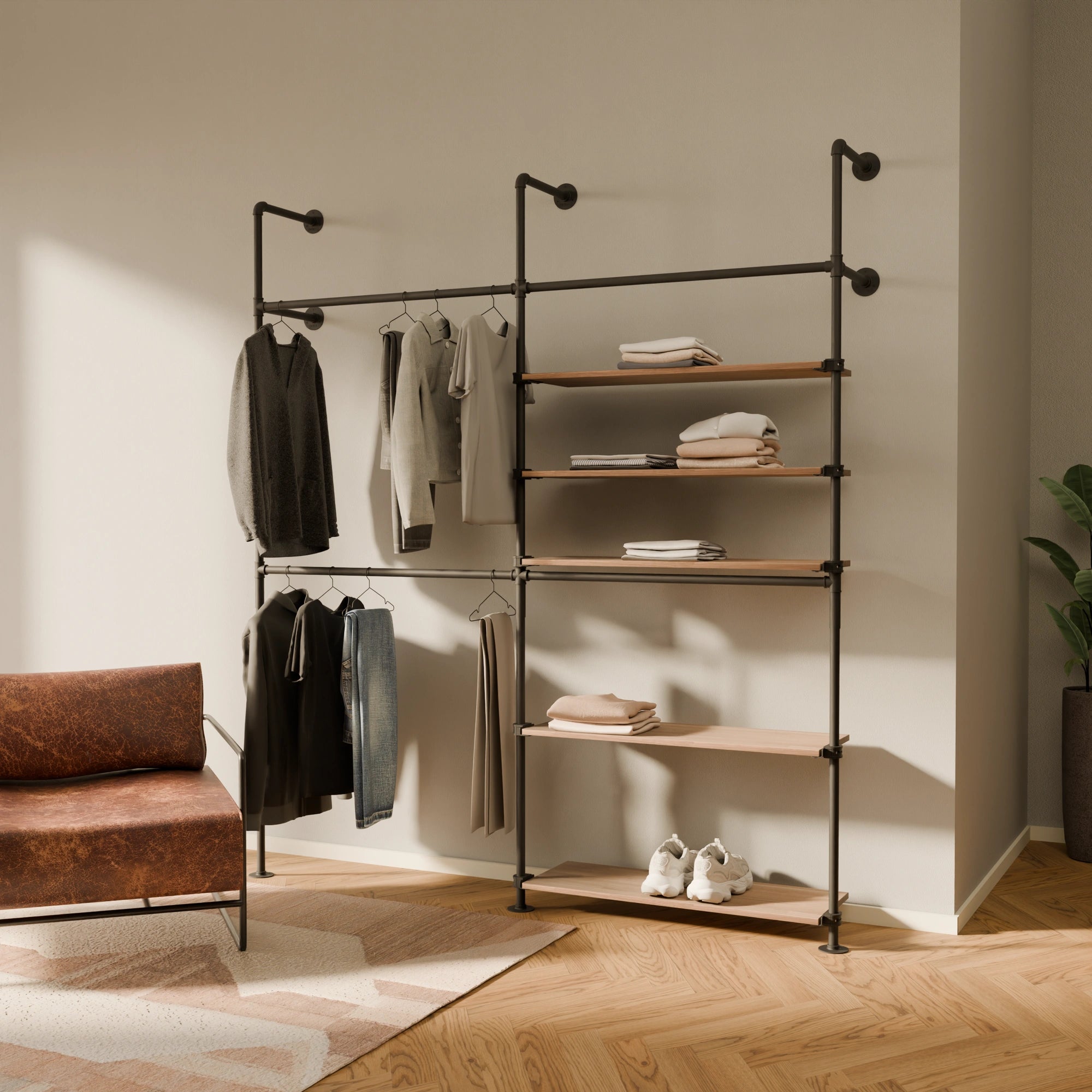 Système de tringle à vêtements PAMO KIM DOUBLE 2 OAK