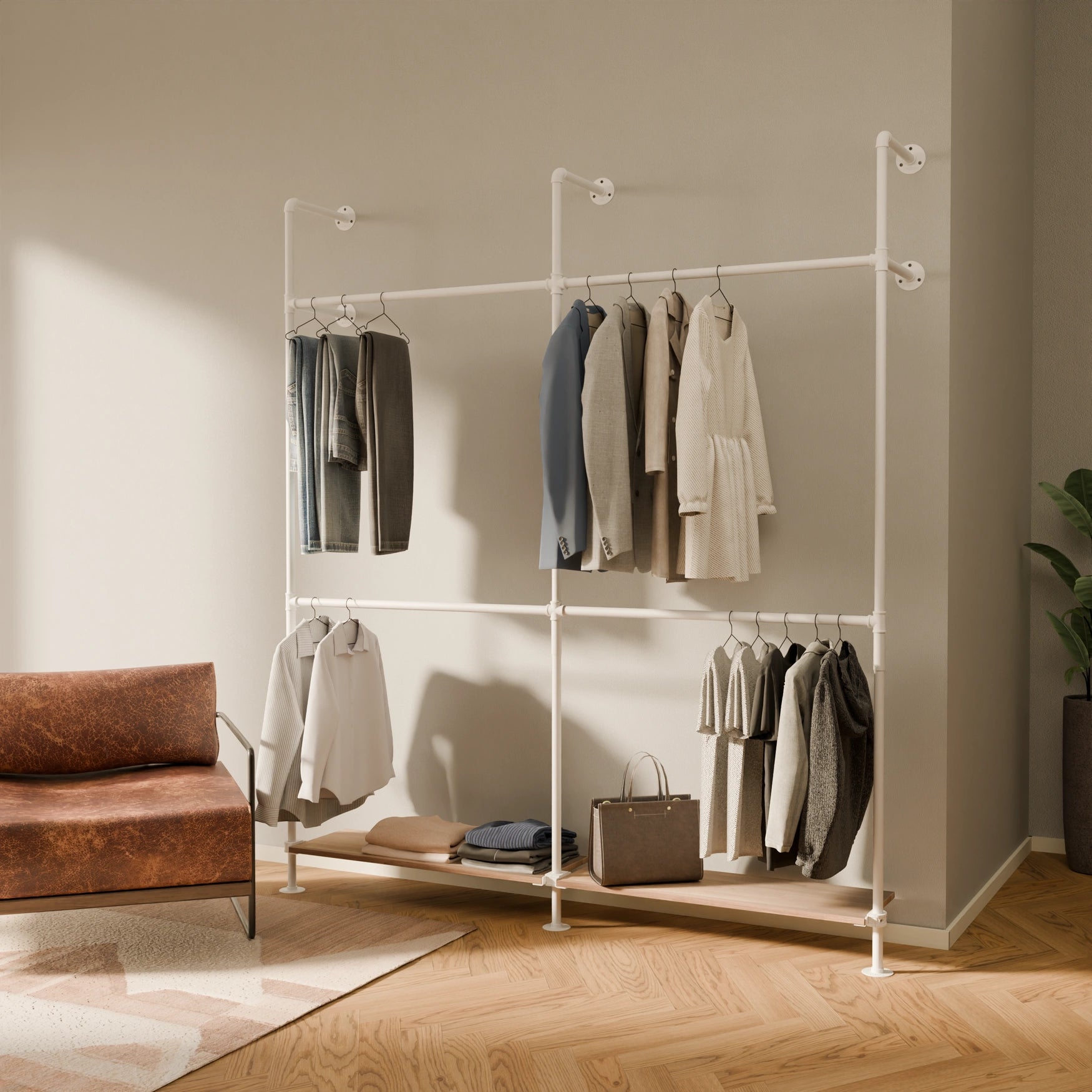 PAMO DESIGN KIM DOUBLE 2 OAK clothes rail system