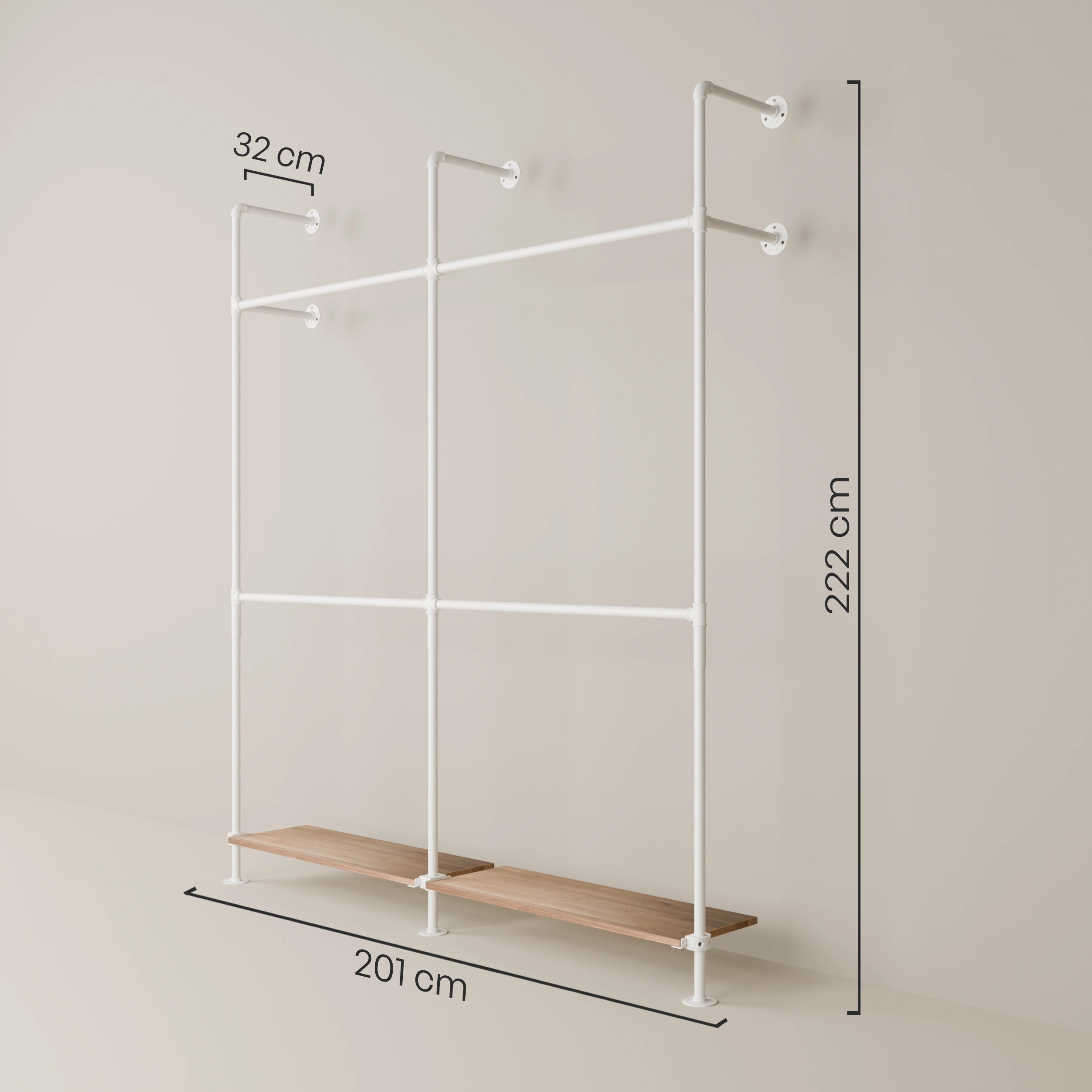 Système de tringle à vêtements PAMO KIM DOUBLE 2 OAK