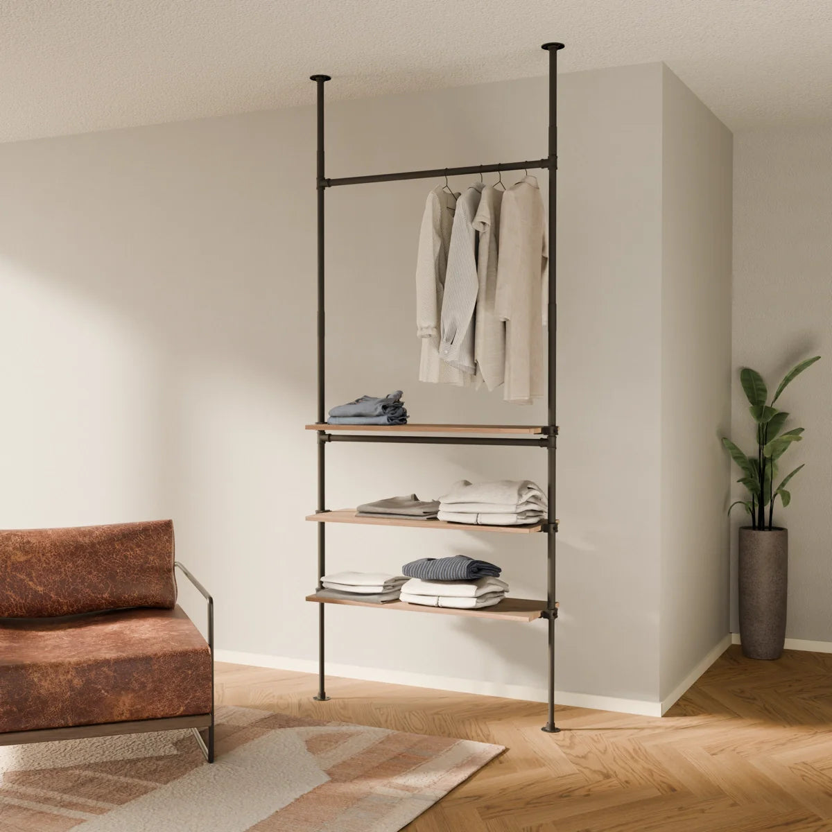 PAMO LOFT 1 OAK clothes rail system