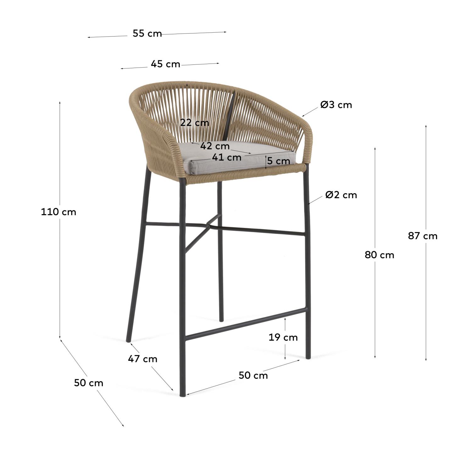 KAVE HOME Barstuhl Outdoor YANET