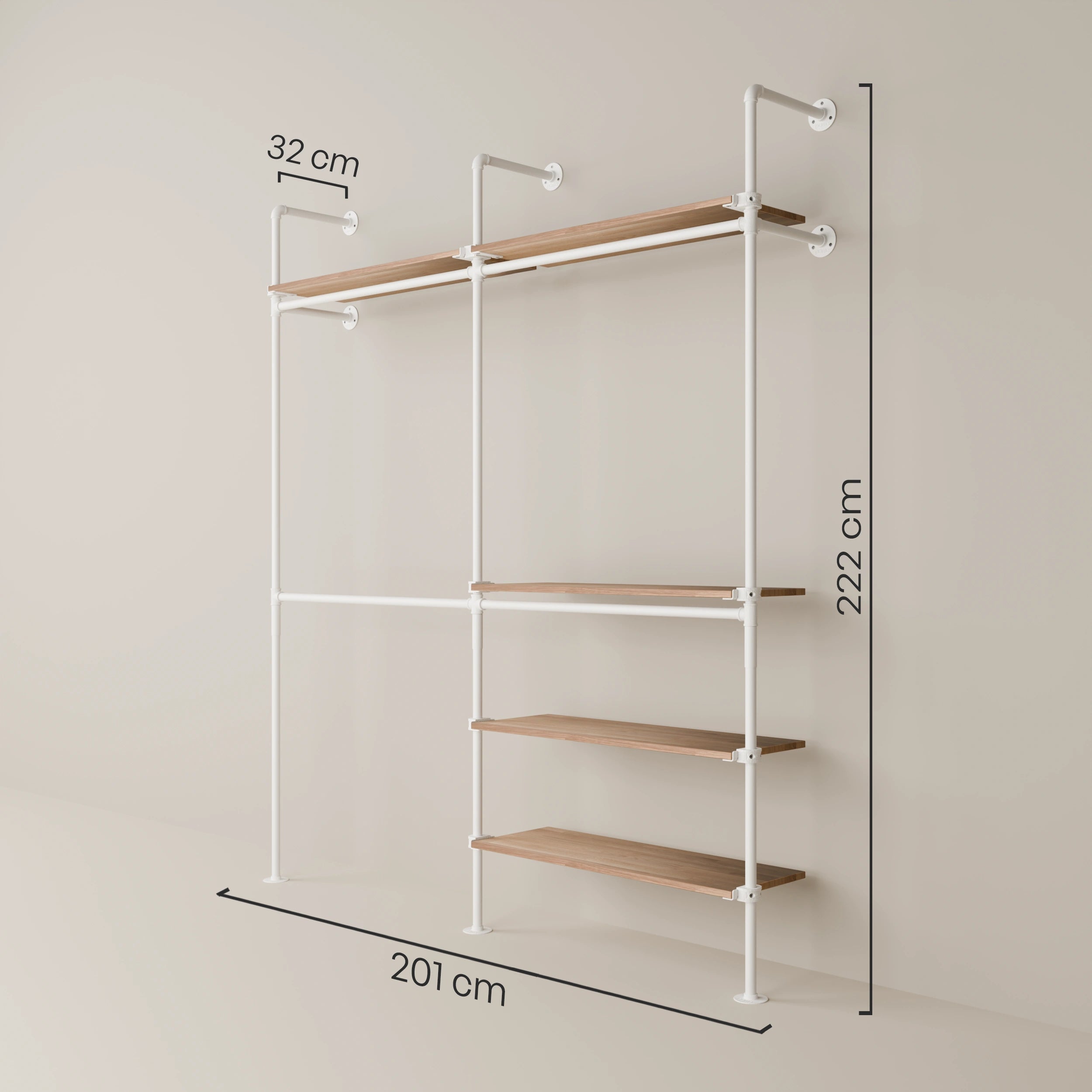 Système de tringle à vêtements PAMO KIM DOUBLE 2 OAK