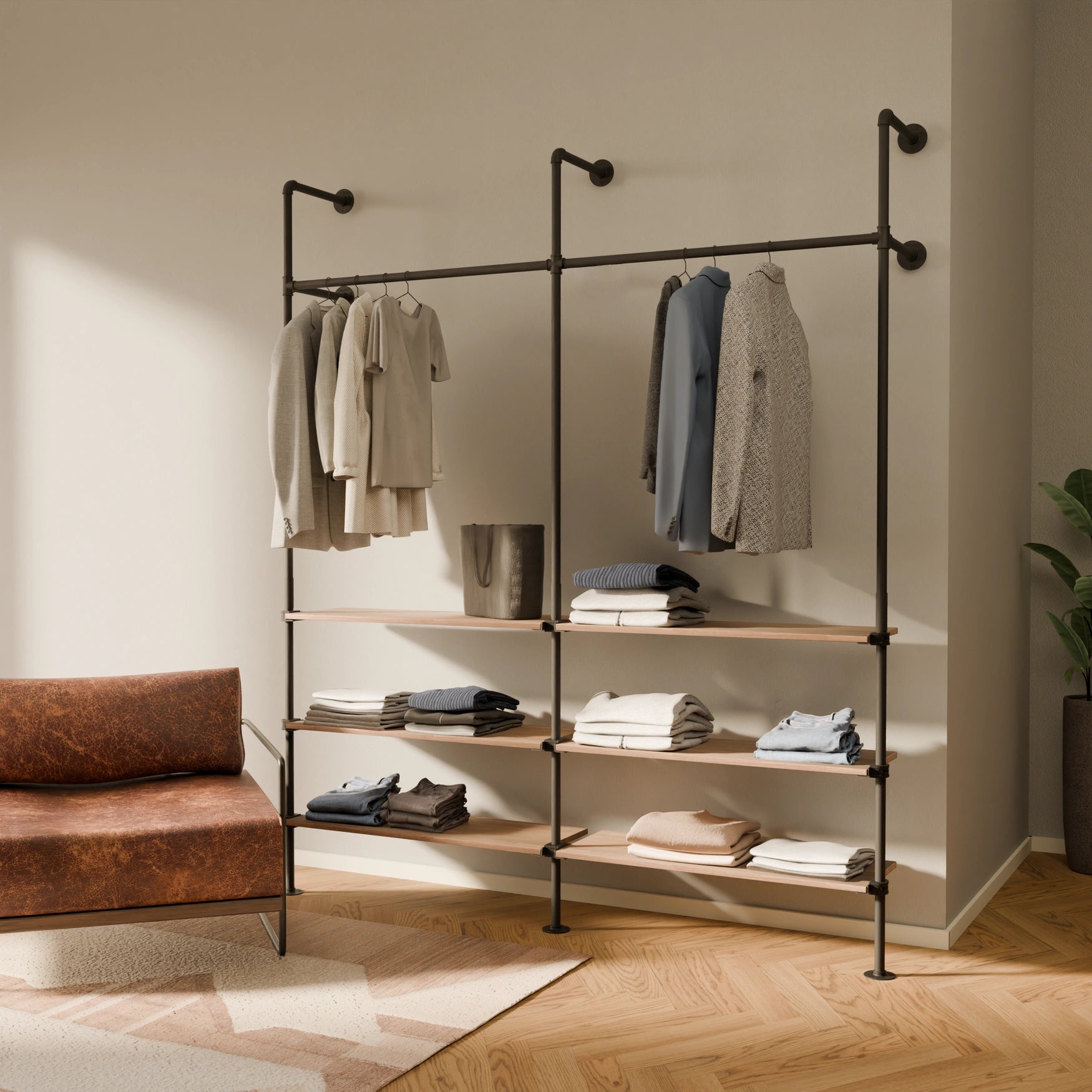 PAMO KIM 2 OAK clothes rail system