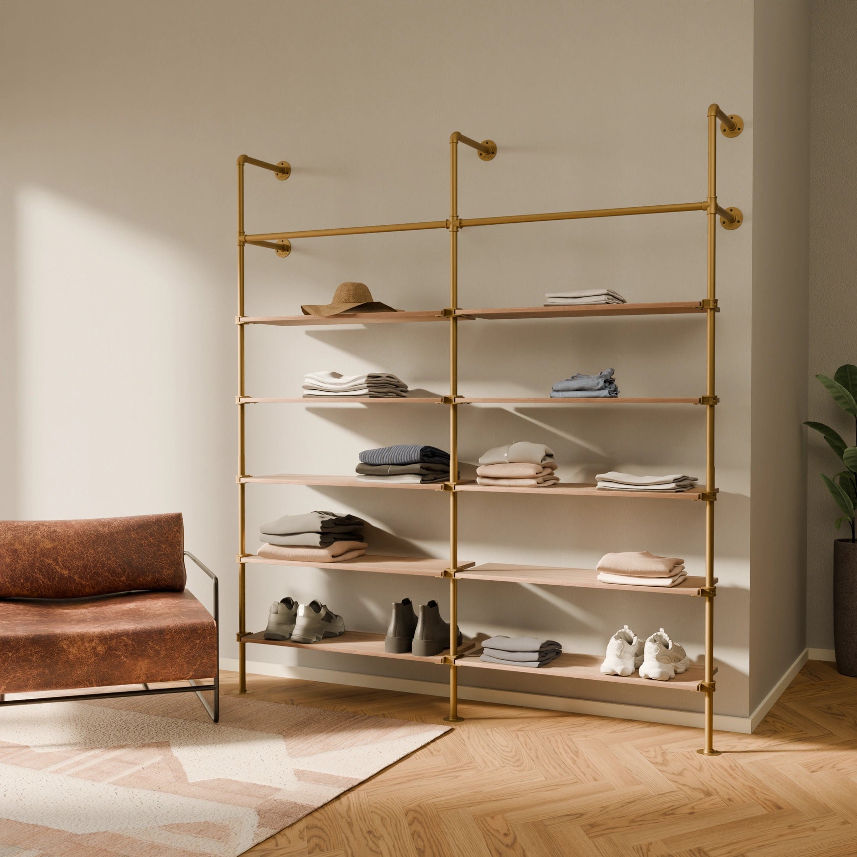 Système de tringle à vêtements PAMO KIM 2 OAK
