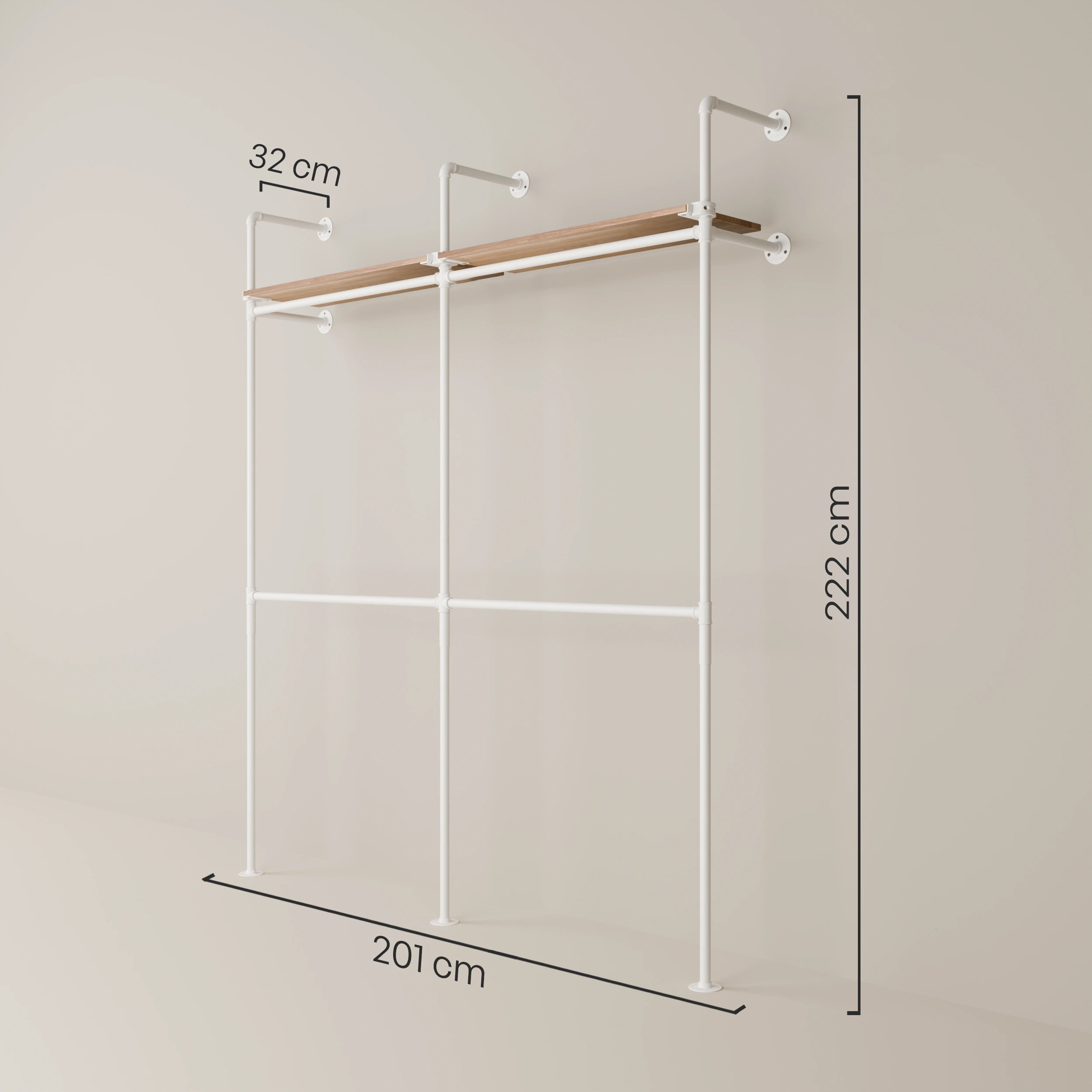PAMO Kleiderstangensystem KIM DOUBLE 2 OAK