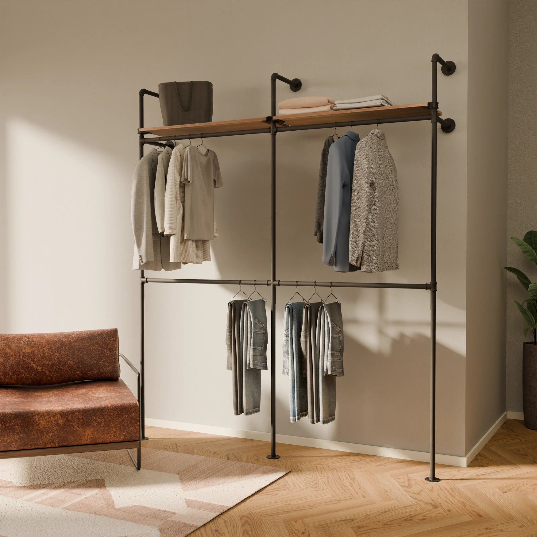 PAMO DESIGN Système de tringles à vêtements KIM DOUBLE 2 OAK