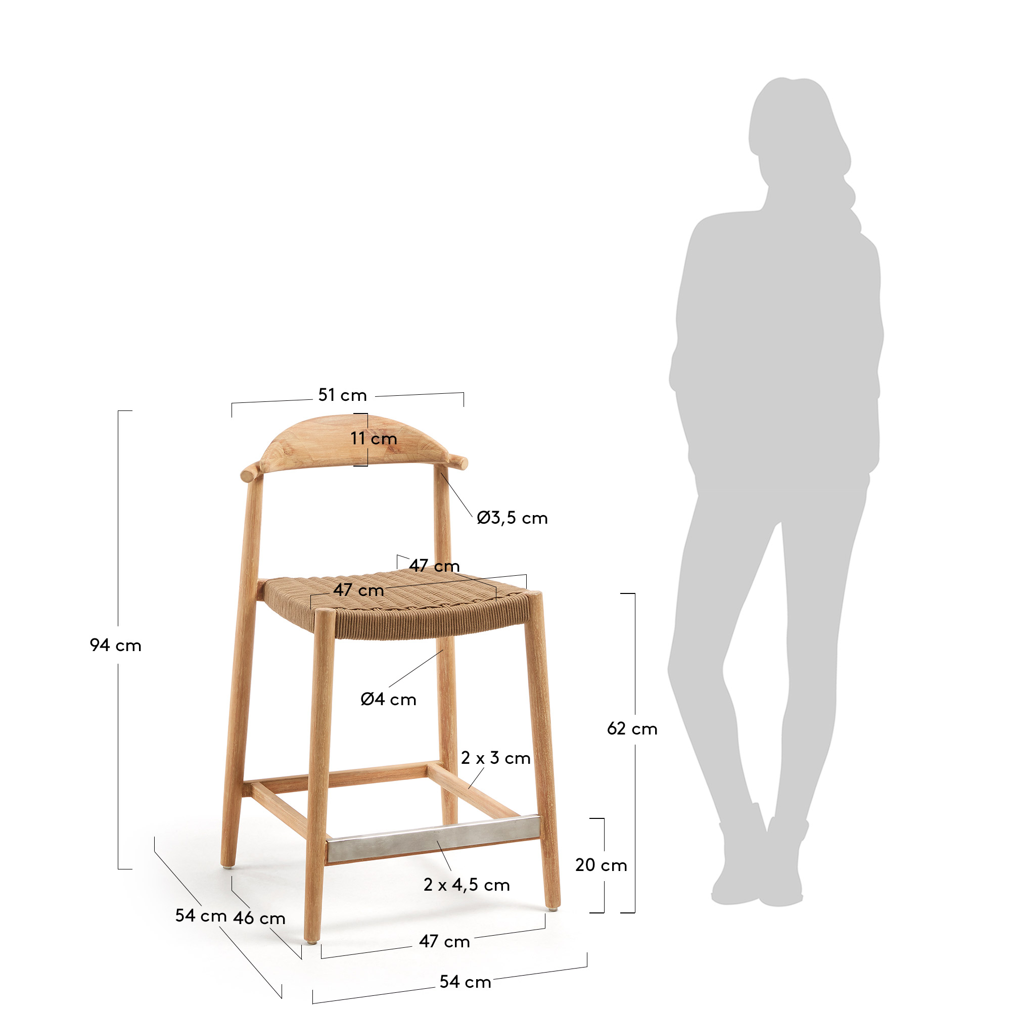 Kave Home Tabouret de bar « Outdoor » NINA
