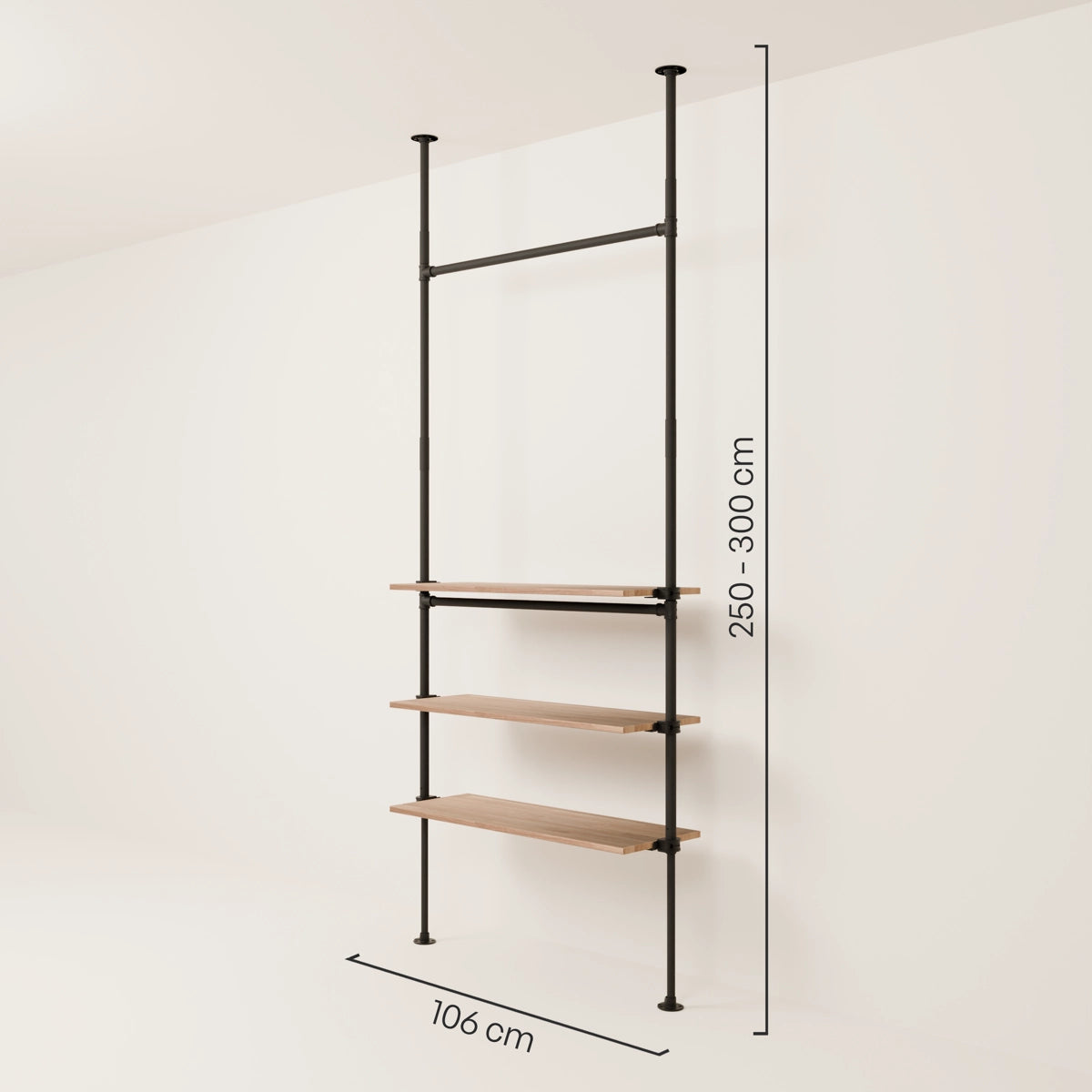PAMO LOFT 1 OAK clothes rail system