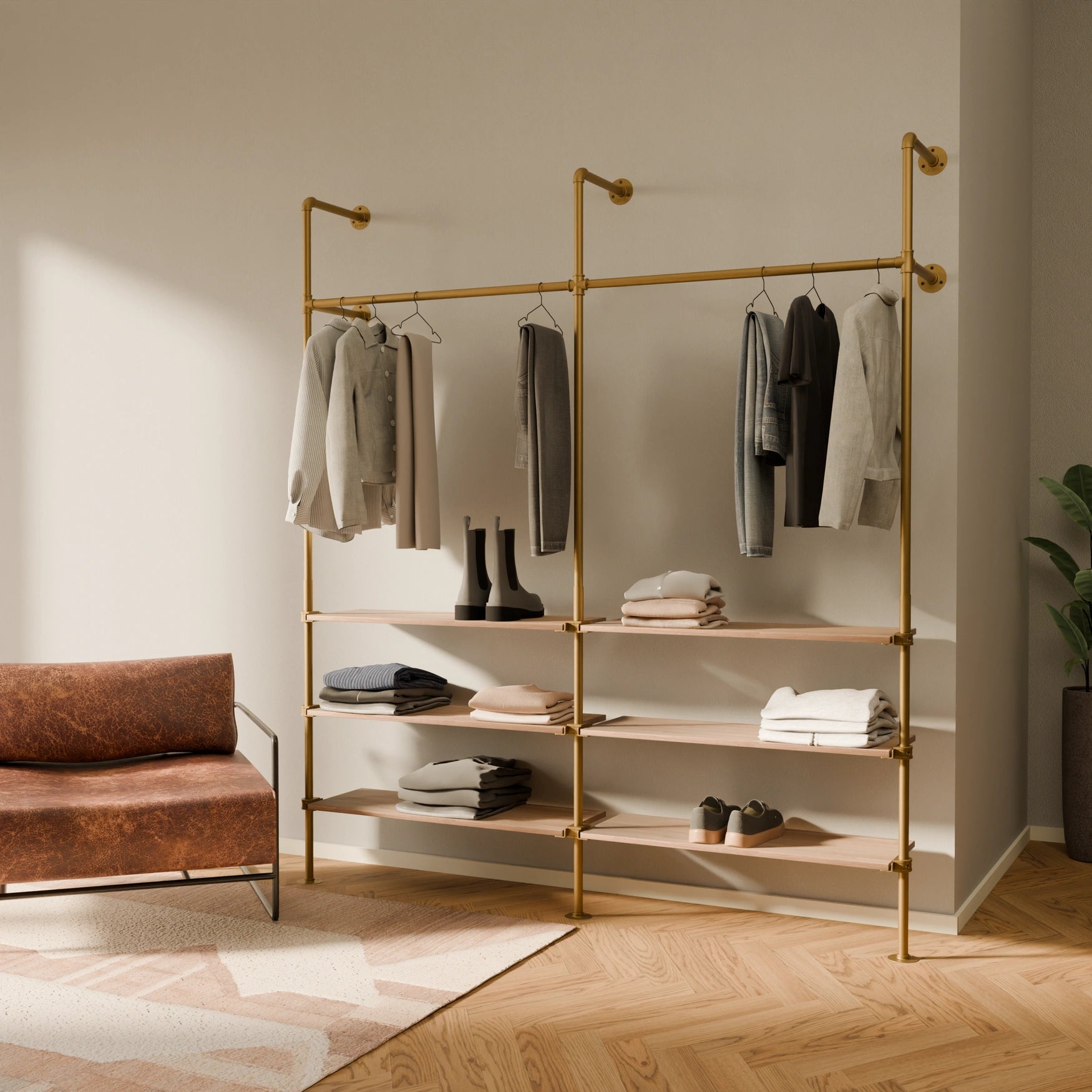Système de tringle à vêtements PAMO KIM 2 OAK