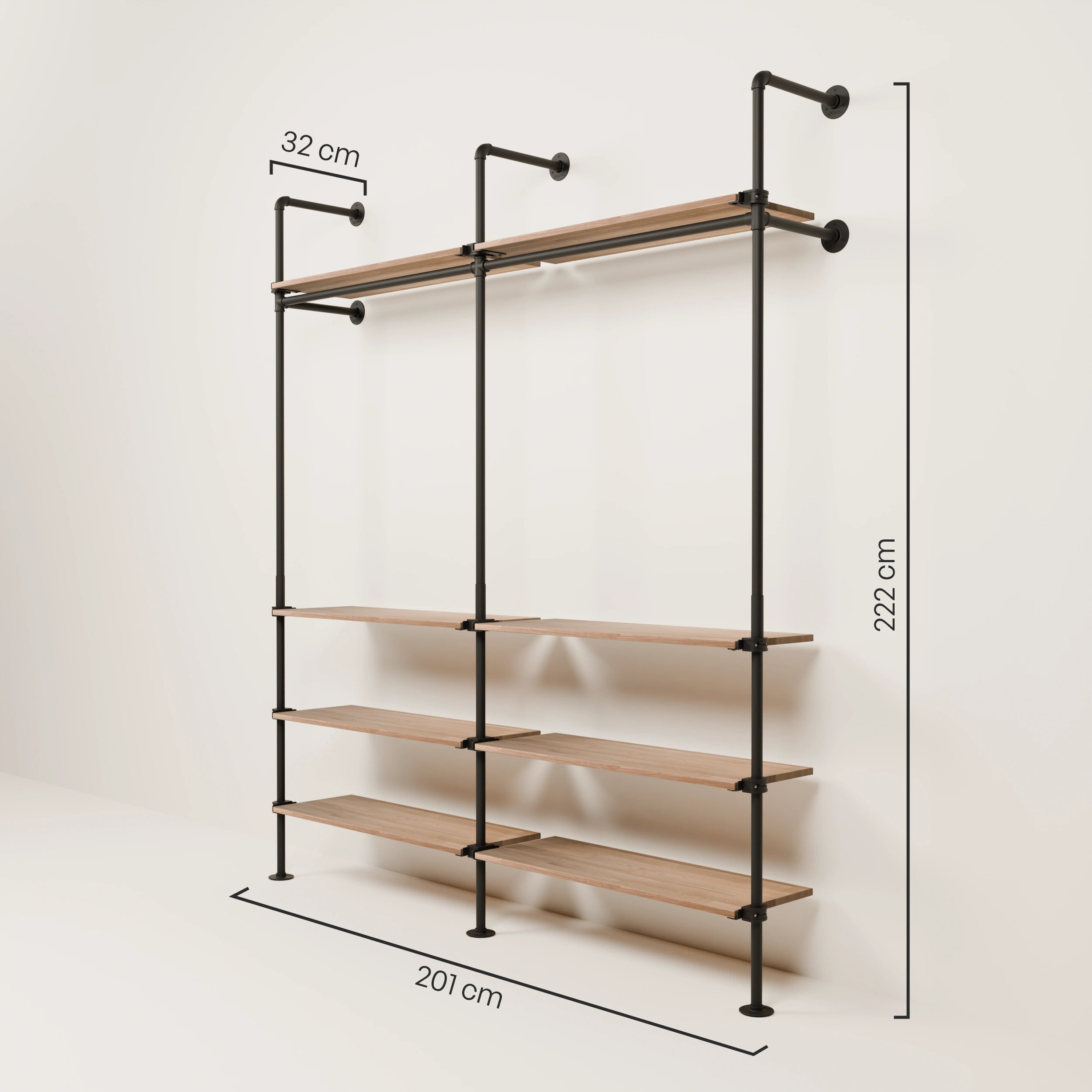 Système de tringle à vêtements PAMO KIM 2 OAK
