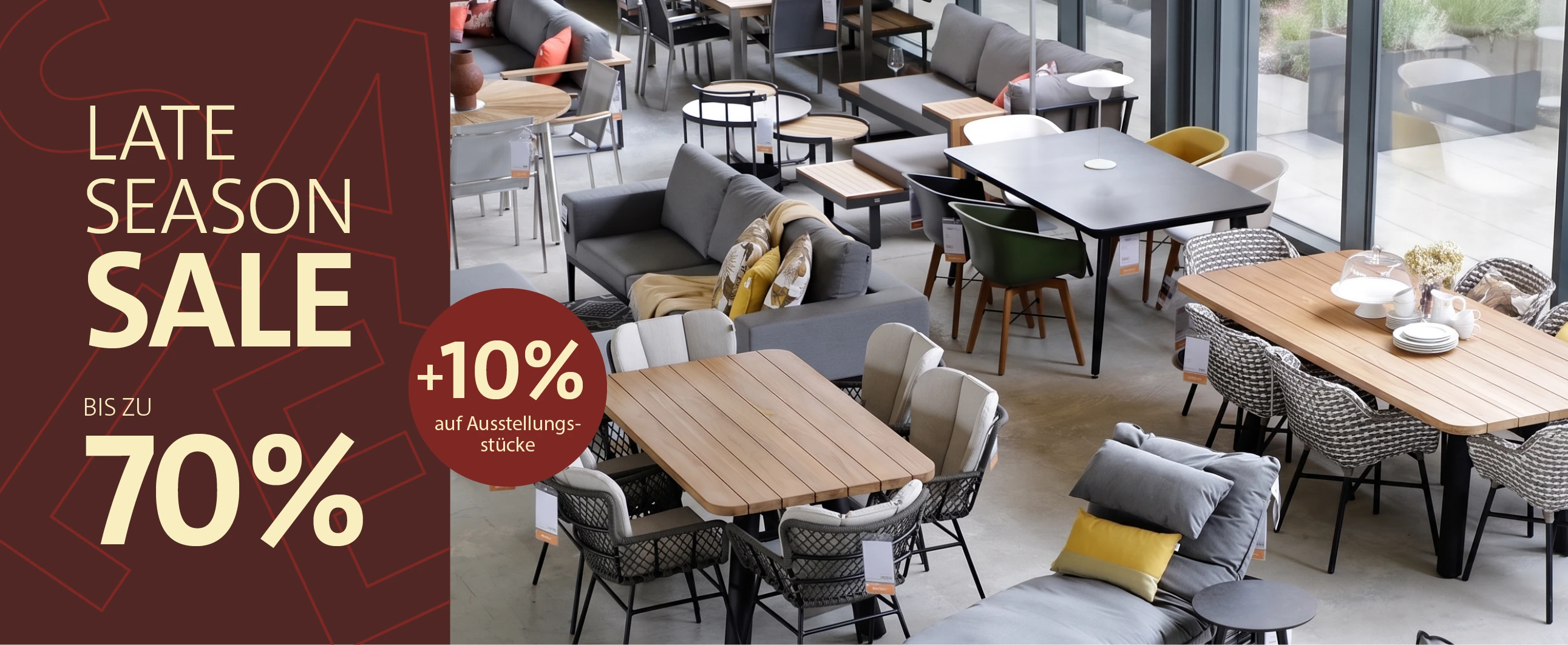 Letzte Chance – Bis zu 70 % auf Gartenmöbel + 10 % auf Ausstellungsstücke!