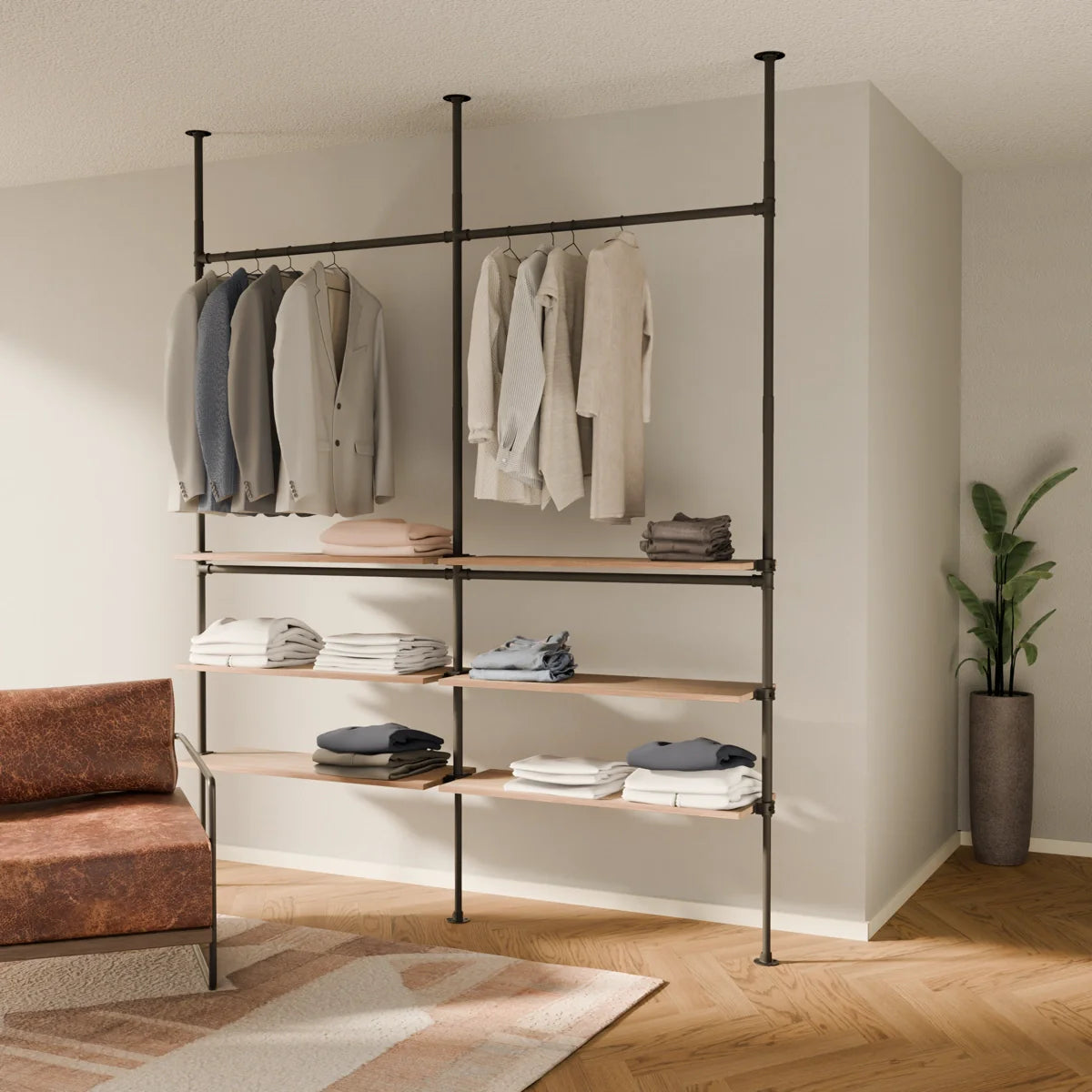 PAMO LOFT 2 OAK clothes rail system