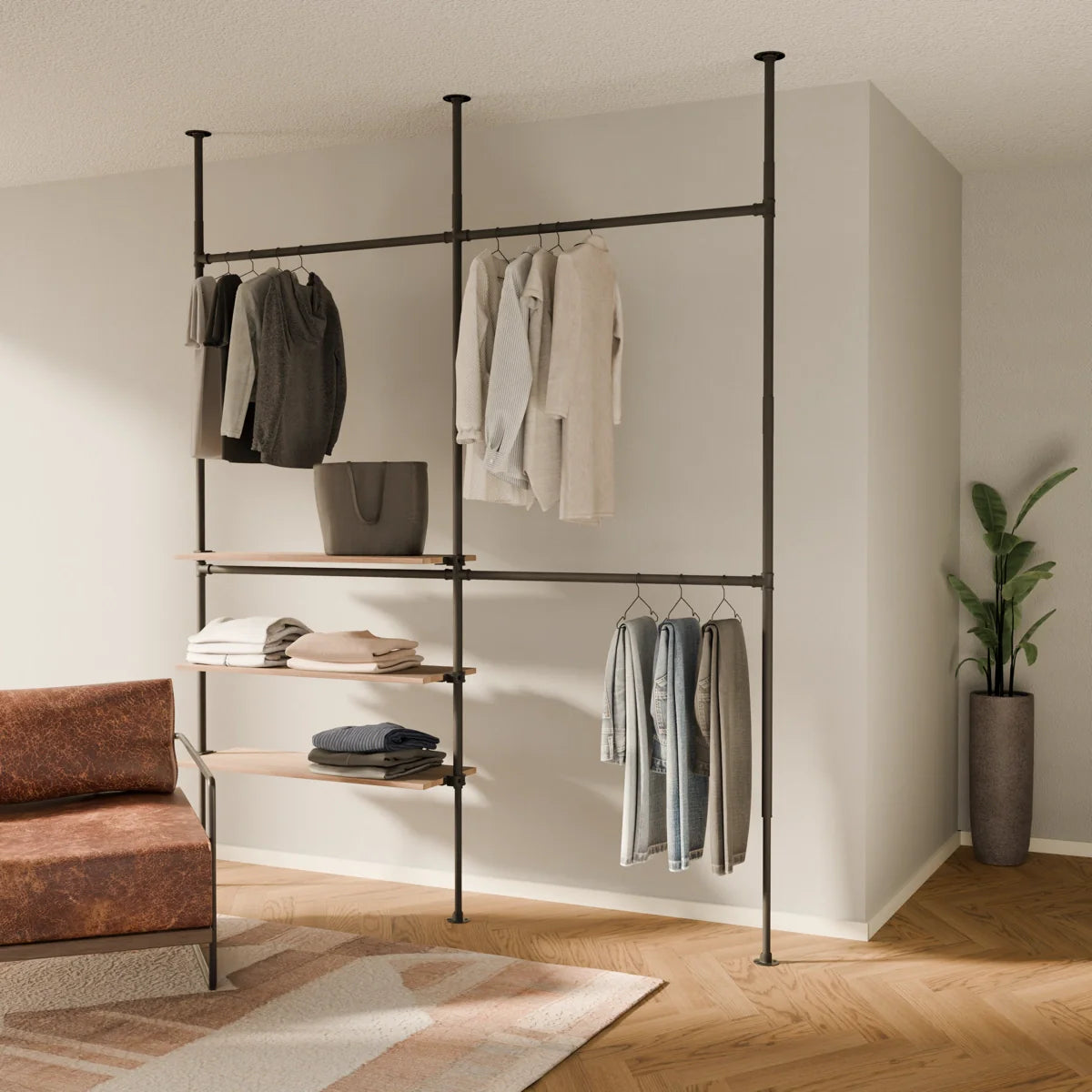 PAMO Système de tringles à vêtements LOFT 2 OAK