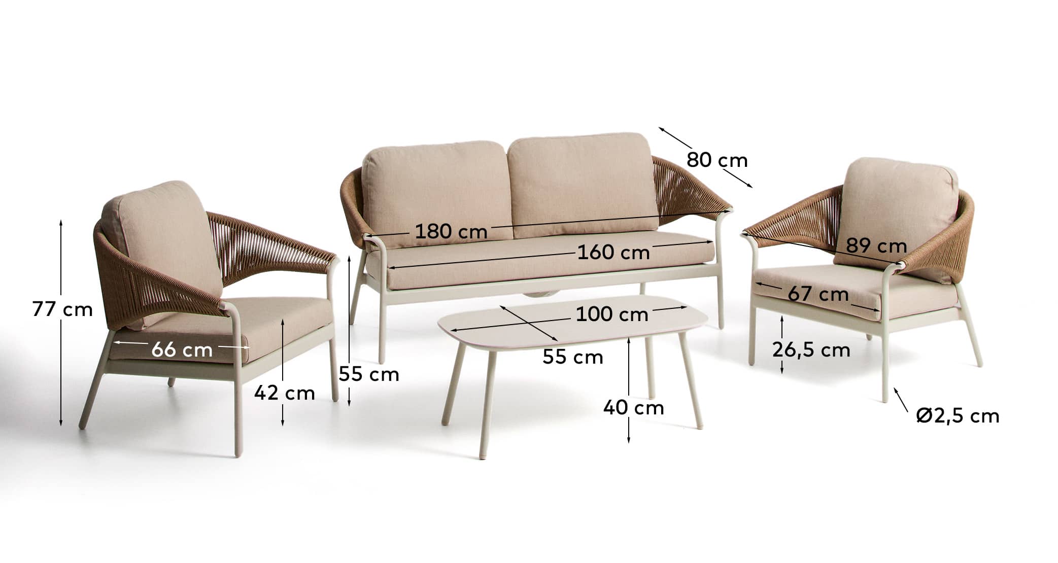 KAVE HOME Gartenlounge-Set ZUARA