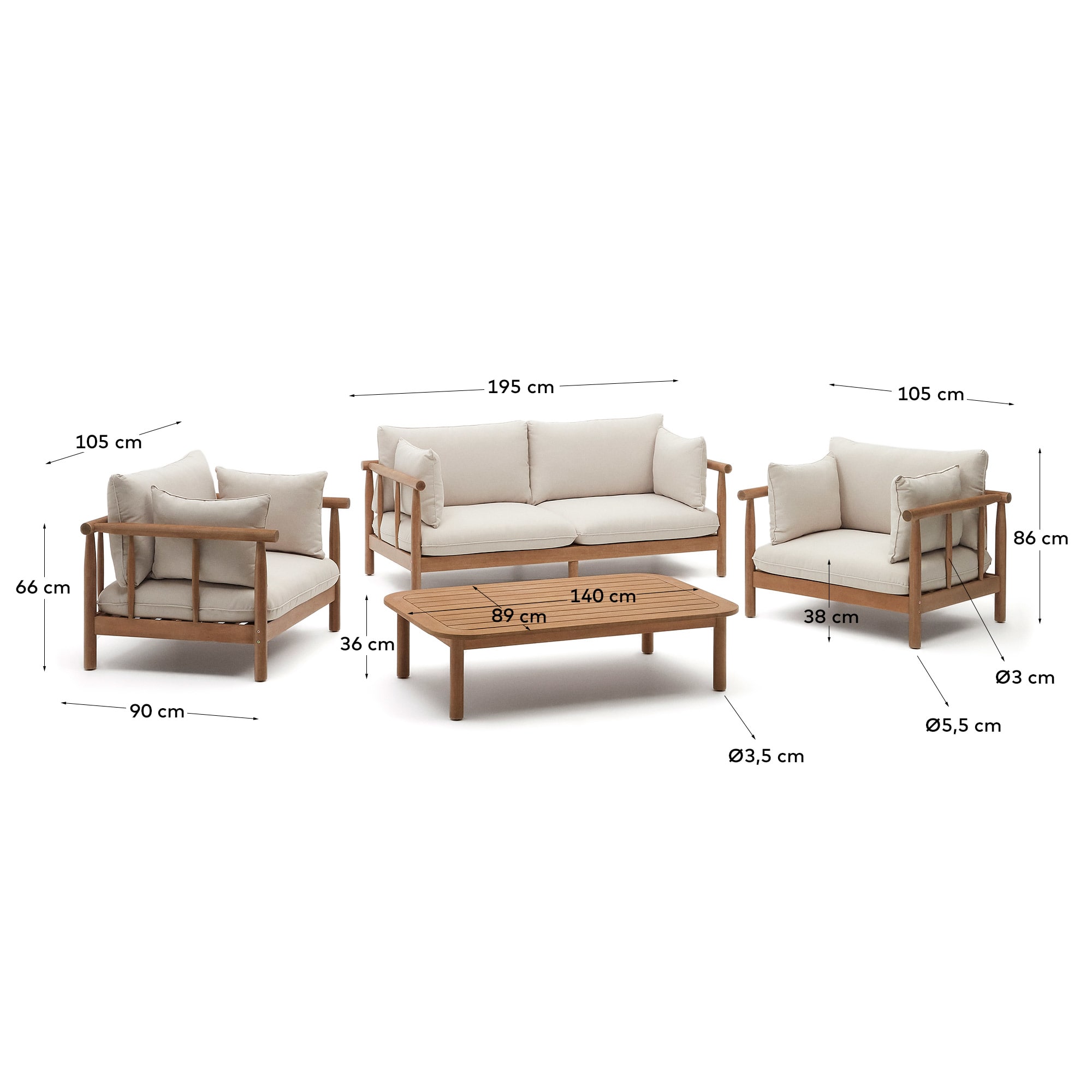KAVE HOME Gartenlounge-Set SACOVA