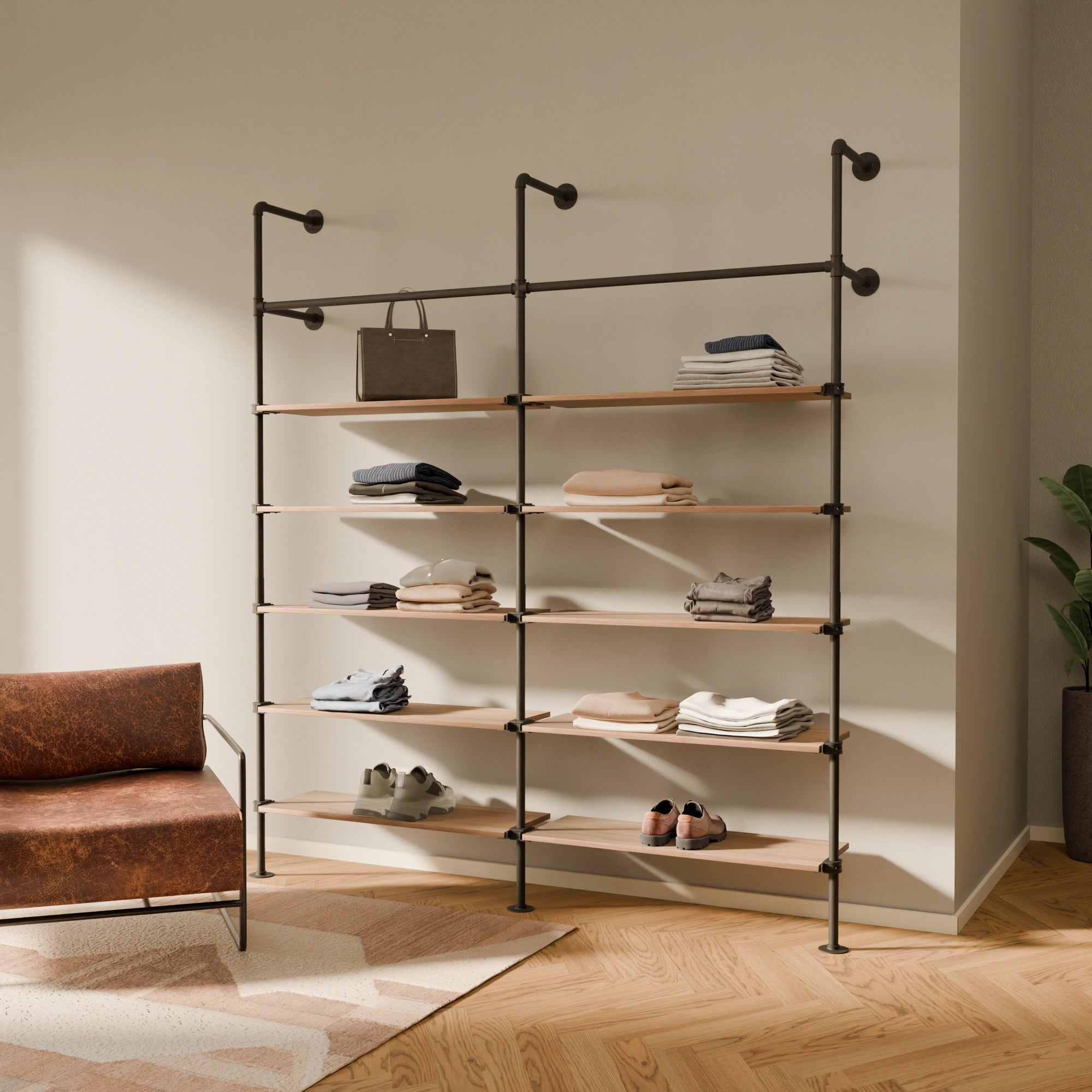 PAMO KIM 2 OAK clothes rail system