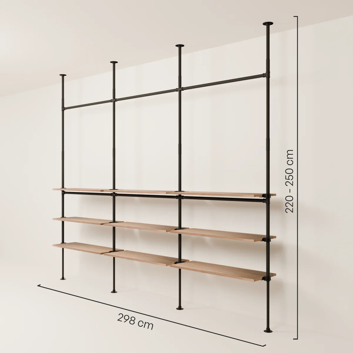 PAMO LOFT 3 OAK clothes rail system
