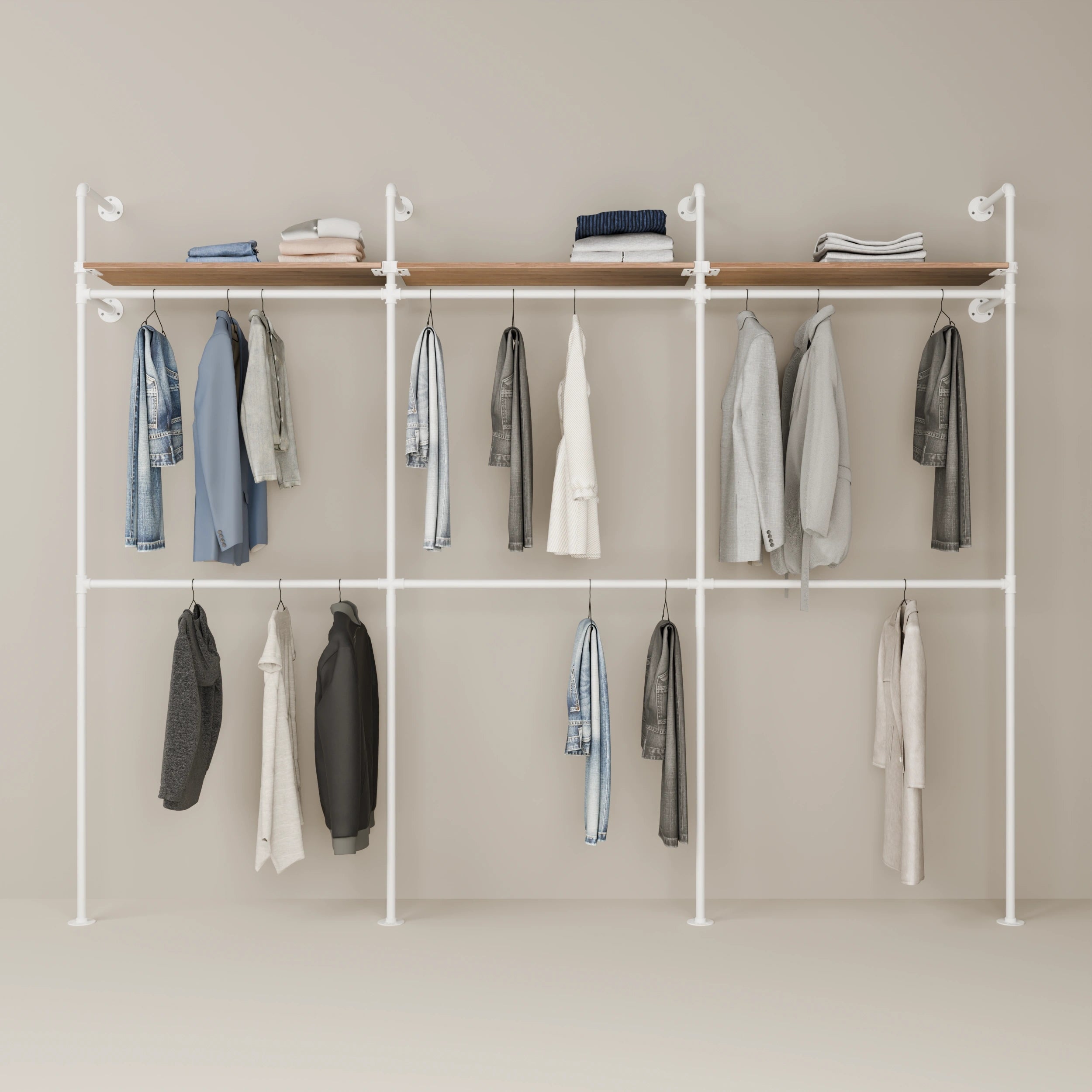 PAMO DESIGN Système de tringles à vêtements KIM DOUBLE 3 OAK