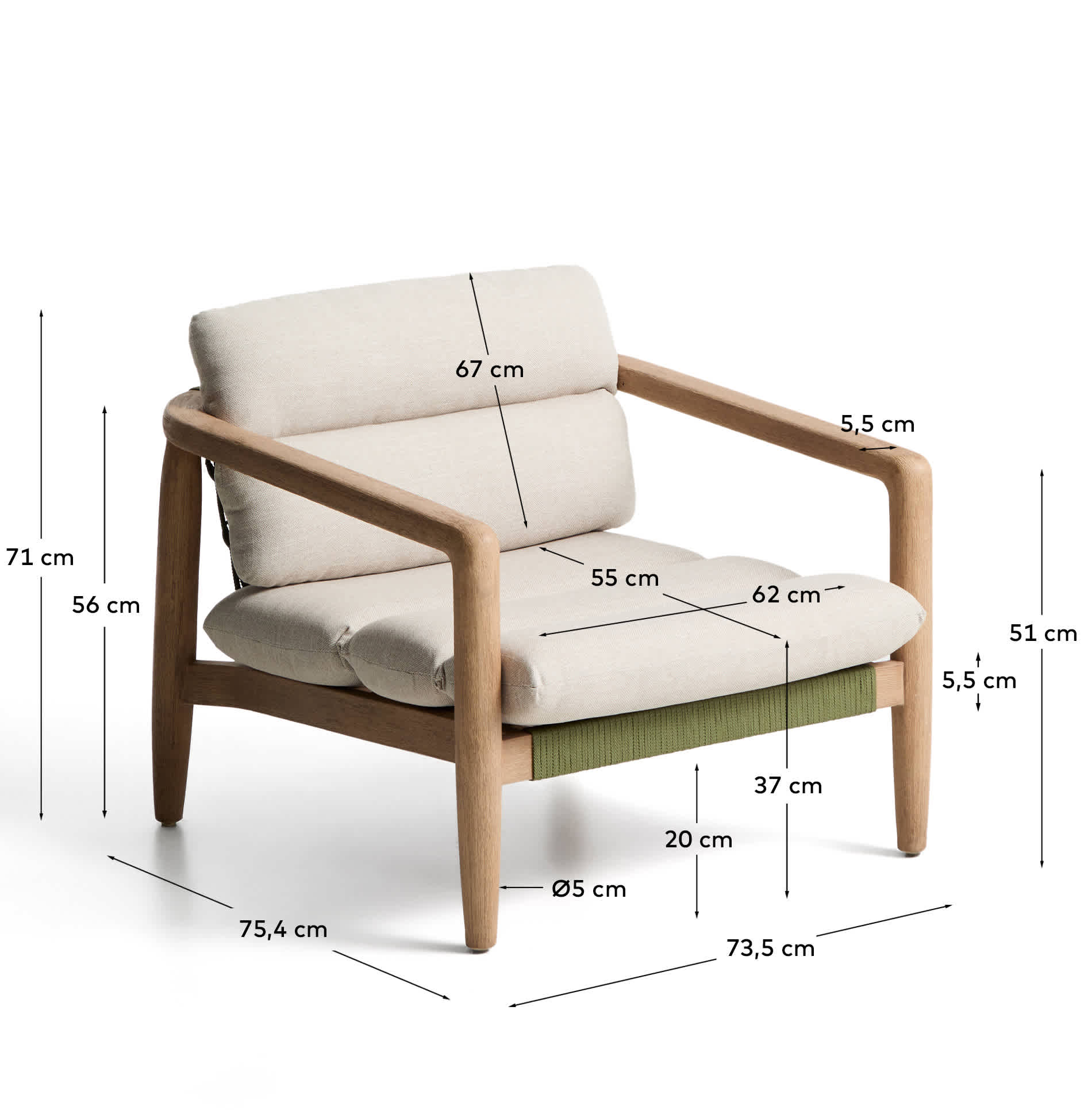 Kave Home Fauteuil de jardin MENFI