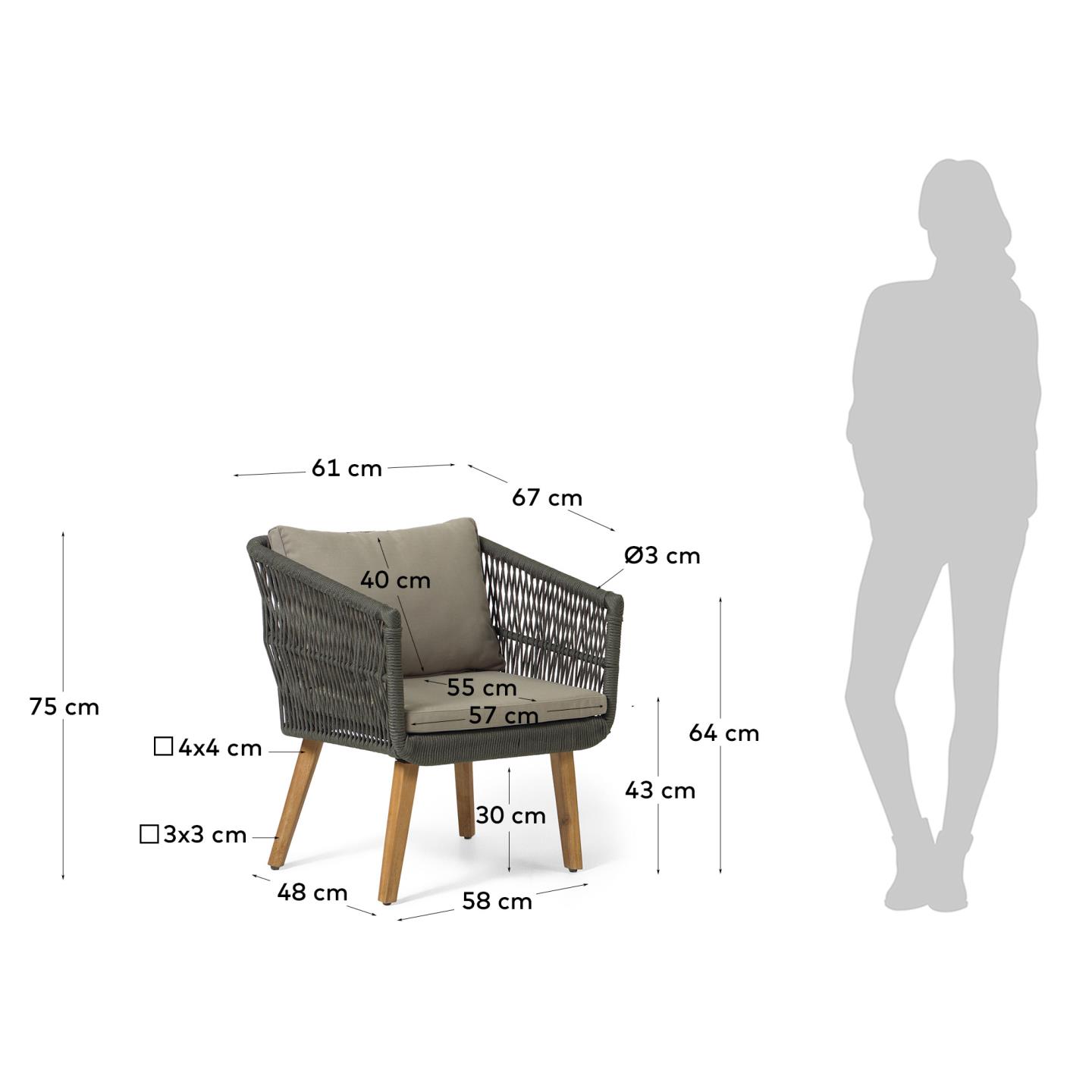KAVE HOME Ensemble salon de jardin INTI