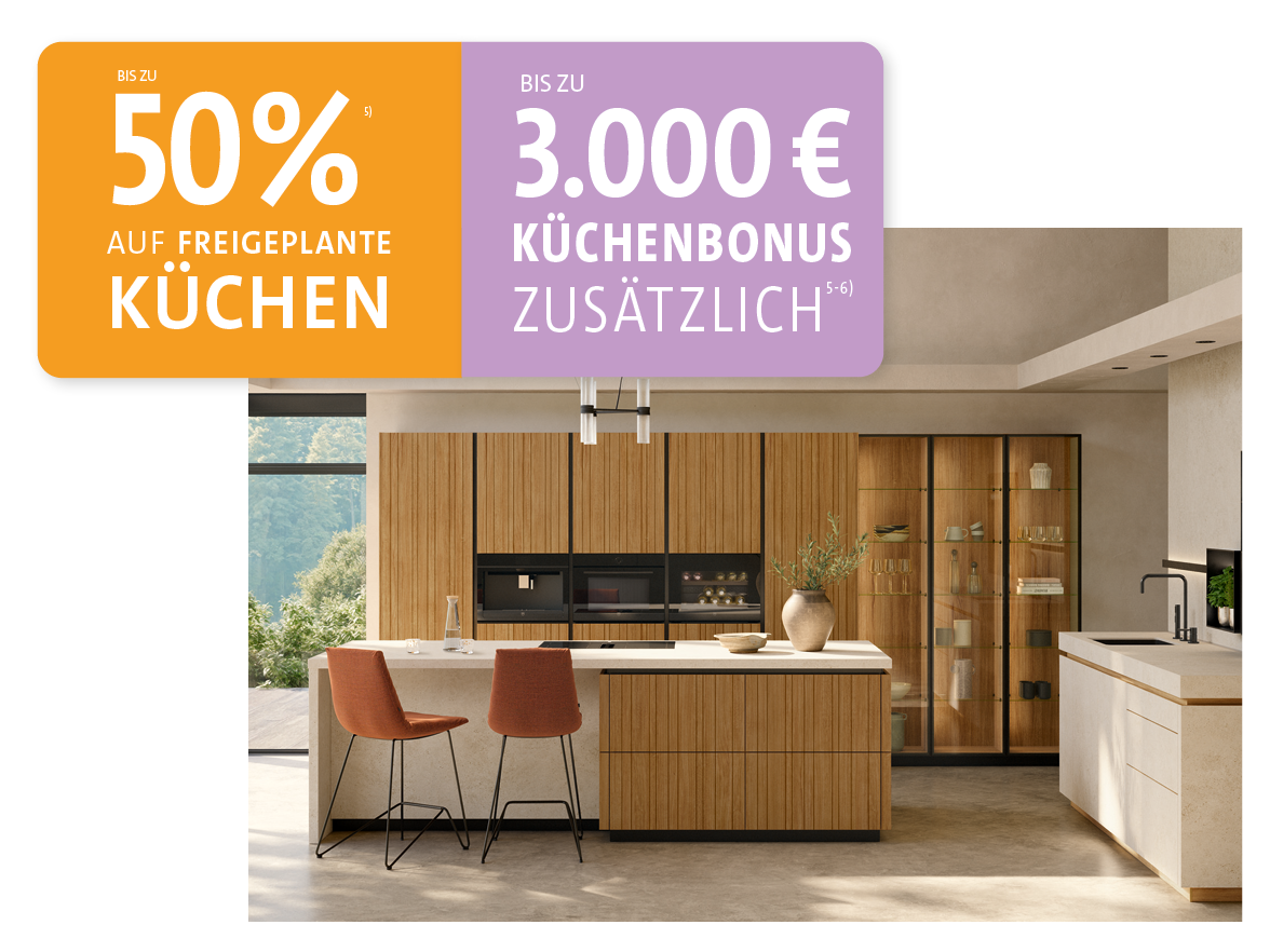50% auf freigeplante Küchen + Küchenbonus!