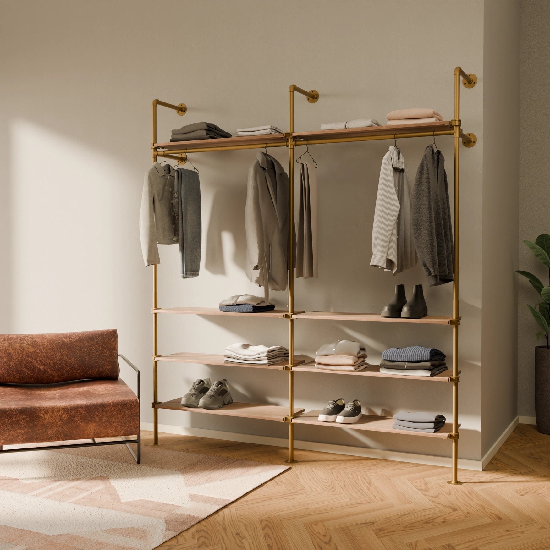 PAMO KIM 2 OAK clothes rail system