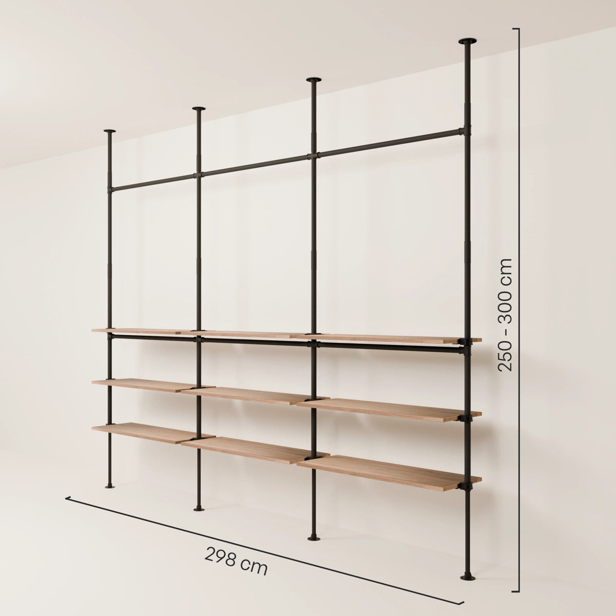 PAMO LOFT 3 OAK clothes rail system