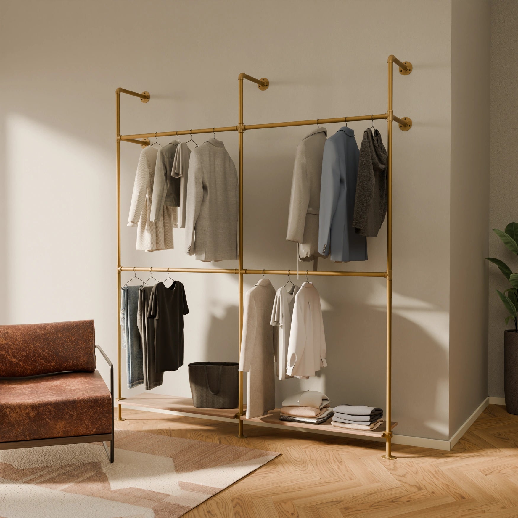 PAMO KIM DOUBLE 2 OAK clothes rail system