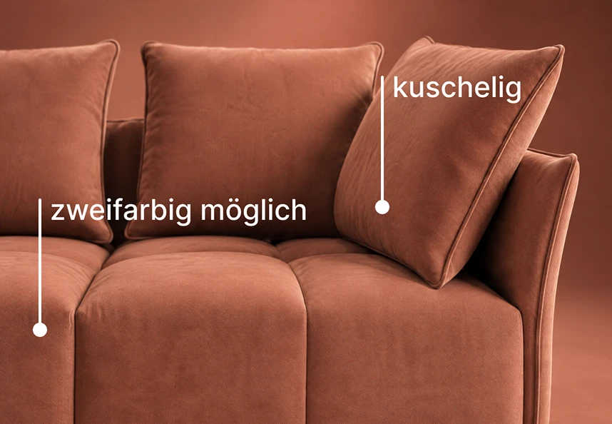 designwerk Sofa Palace – Detail Rückenkissen