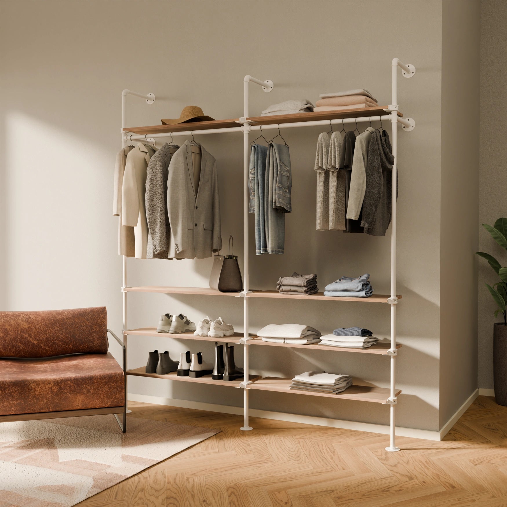 Système de tringle à vêtements PAMO KIM 2 OAK
