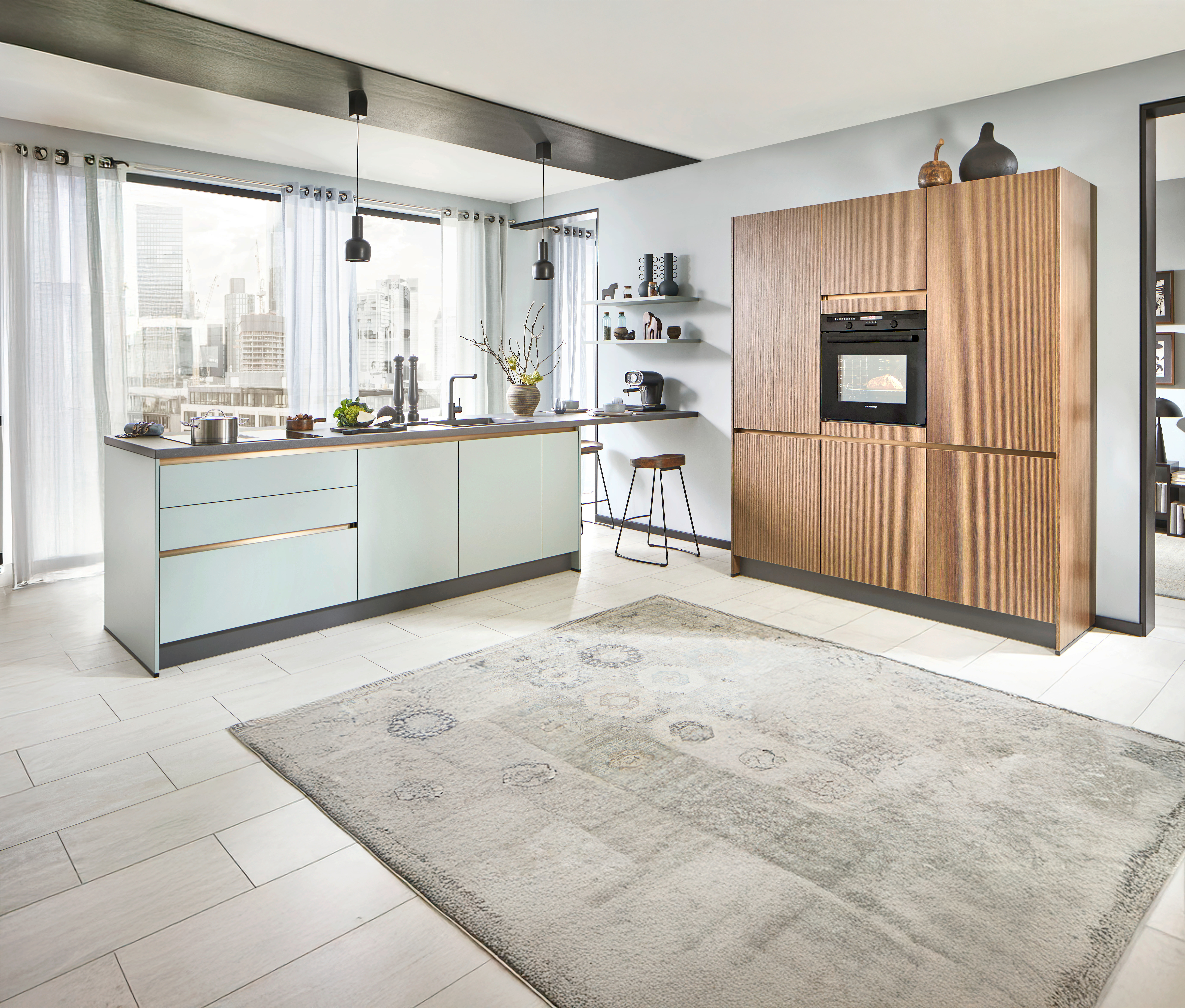 IMPRESSA Zweiteilige Küche aus Hochschrank-Element + Kücheninsel SCALA IMPRESSA Zweiteilige Küche aus Hochschrank-Element + Kücheninsel SCALA