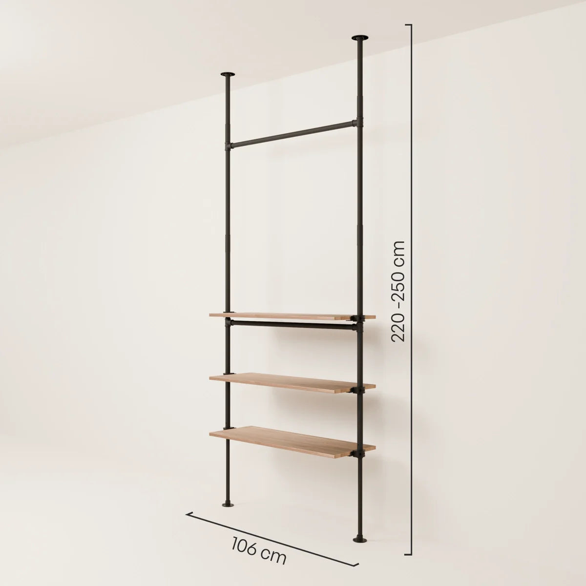 PAMO LOFT 1 OAK clothes rail system