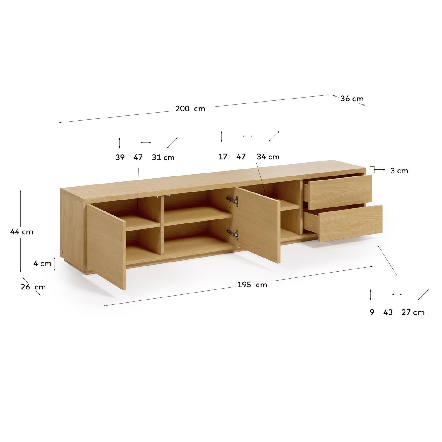 KAVE HOME Lowboard ABILEN KAVE HOME TV-Möbel ABILEN