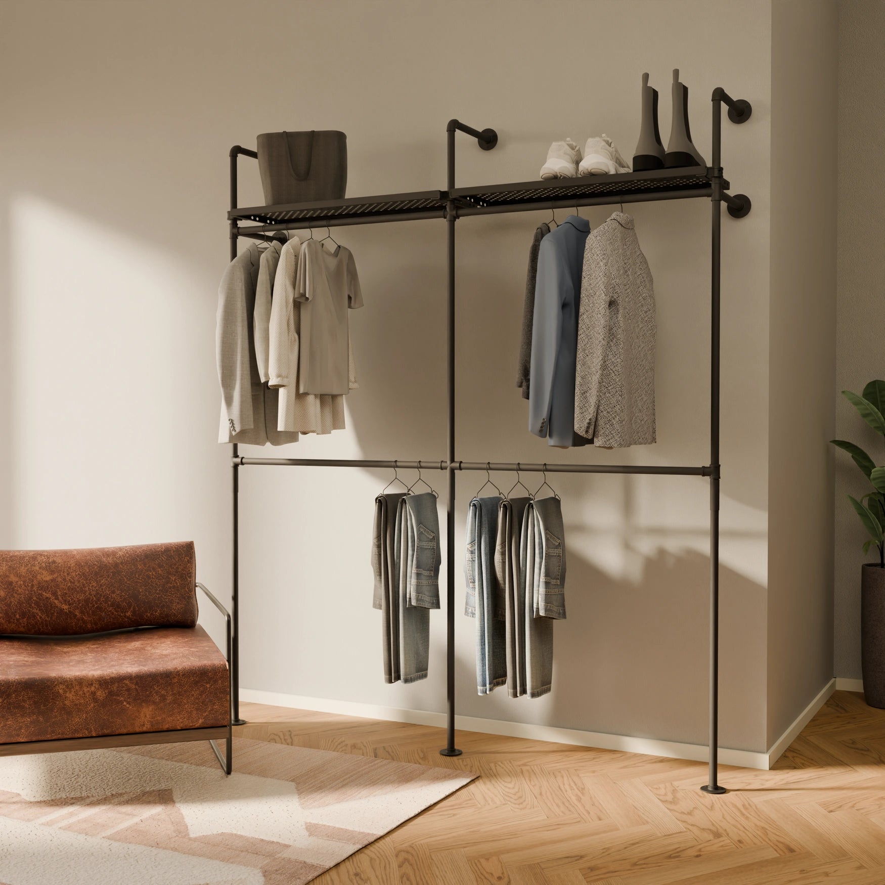 Système de tringle à vêtements PAMO KIM DOUBLE 2 METAL