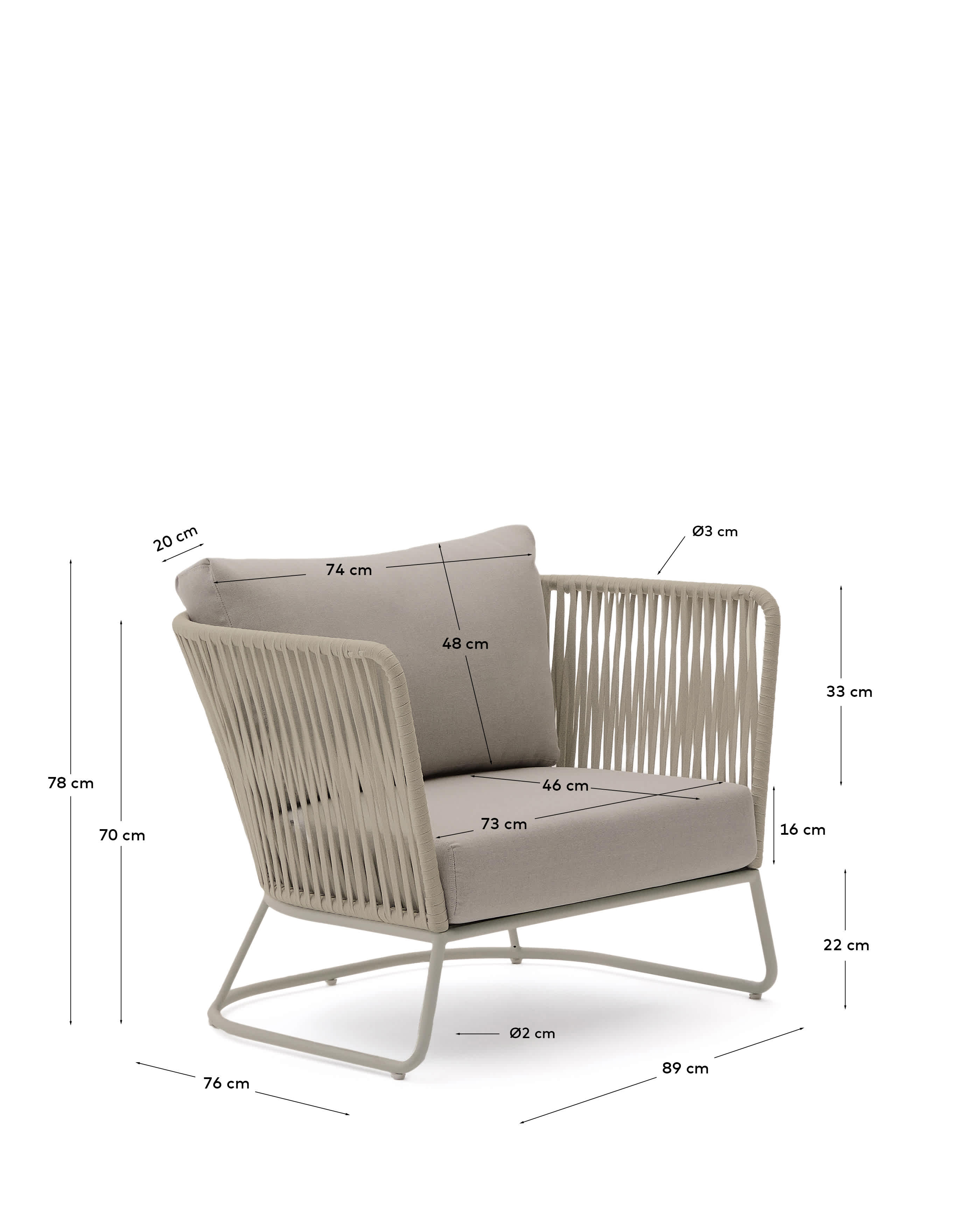 Kave Home Fauteuil de jardin SACONCA