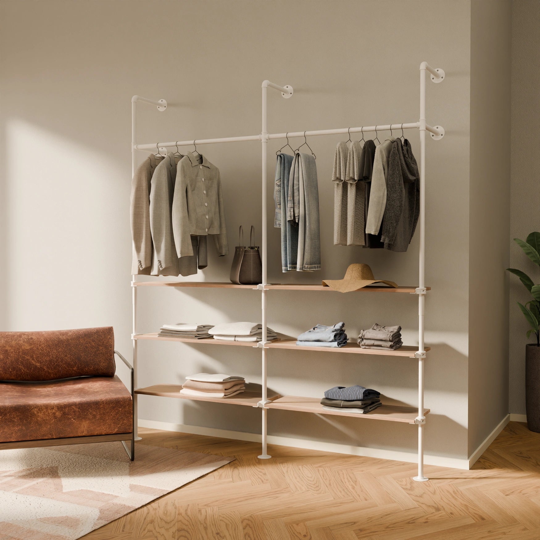 Système de tringle à vêtements PAMO KIM 2 OAK