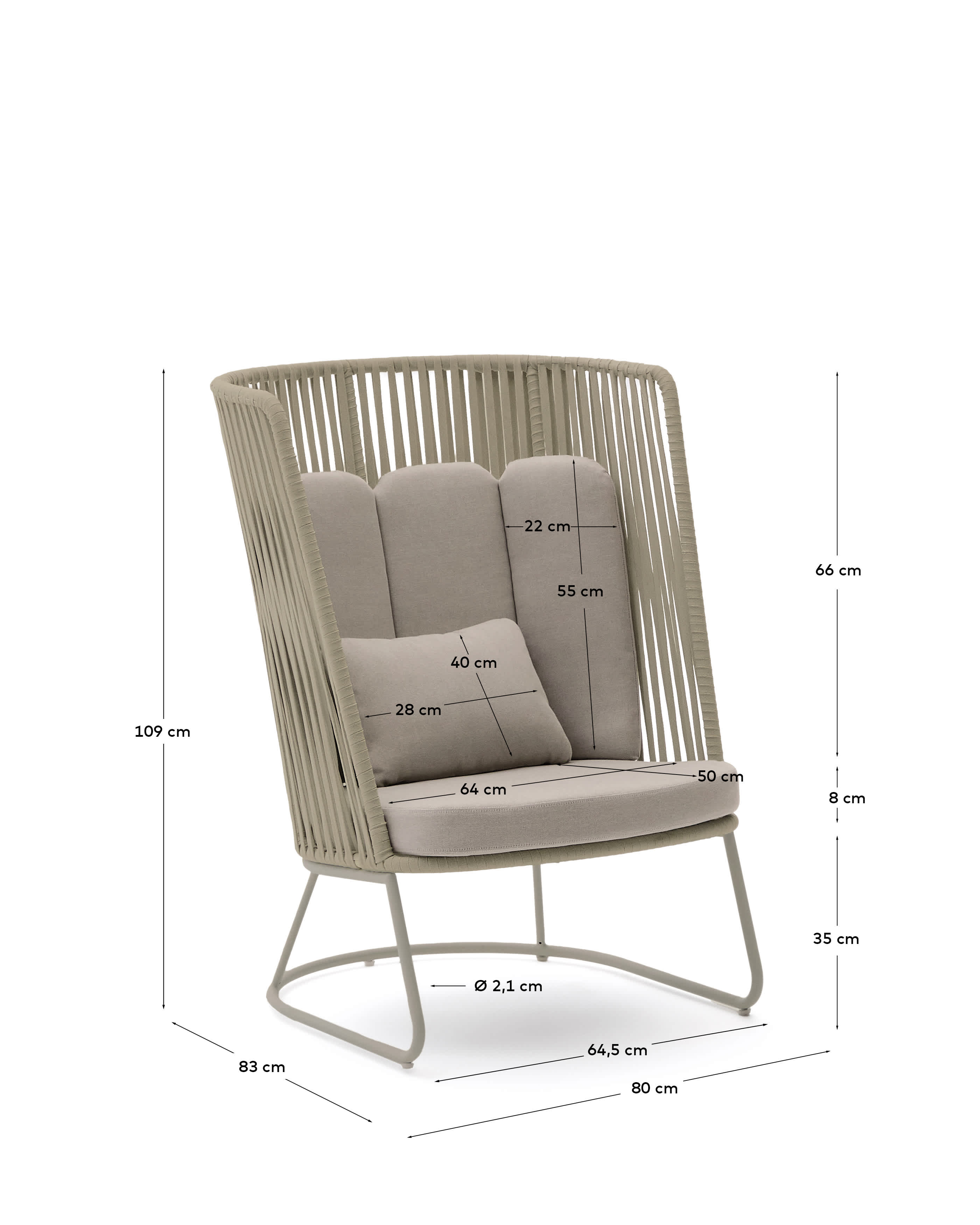 Kave Home Fauteuil de jardin SACONCA