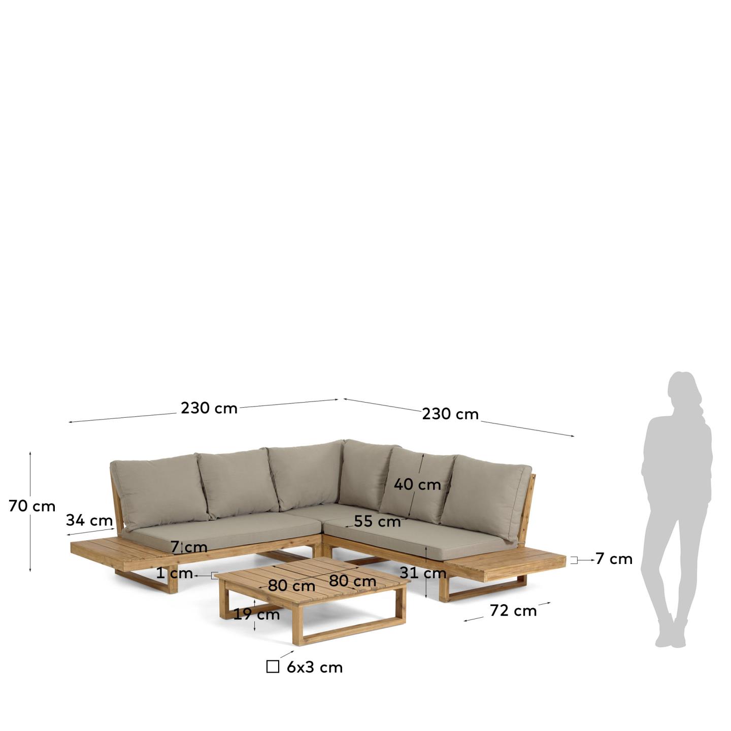KAVE HOME Ensemble salon de jardin FLAVIINA