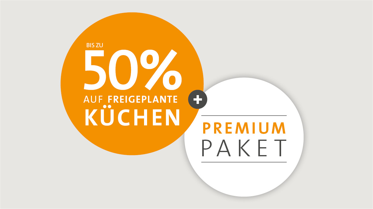 Bis zu 50 % auf freigeplante Küchen